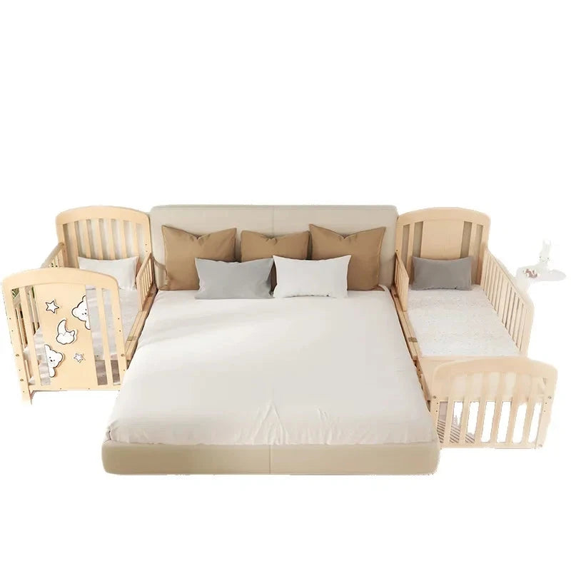 2025 New Baby Comfortable Sleeping Bed Solid Wood Newborn Baby Bed Multifunctional Baby Rocking Bed with Wheels and Mosquito Net Good Vibrations