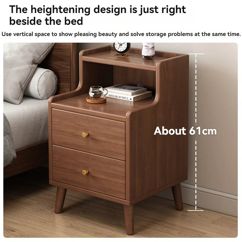 Bedside cabinet, household small bedroom storage, narrow cabinet, mini storage shelf, solid wood color, multi-purpose storage Good Vibrations