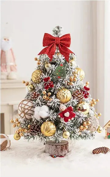 45CM Mini Christmas Tree Desktop Decorations with LED Lights Xmas New Year 2024 Ornaments Home Office Party Decors Festival Gift Good Vibrations