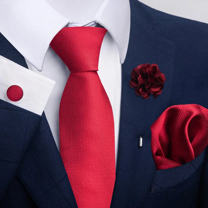 Luxury Mens Ties Floral Black Gold Ties Paisley NeckTie Pocket Square Cufflinks Brooch Set Men's Wedding Party Tie Good Vibrations