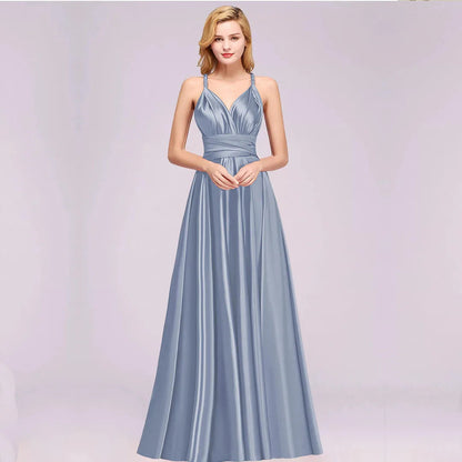BABYONLINE Sexy Bridesmaid Dress Infinity Style Convertible Halter V neckline Gown Sleeveless Multiway Wrap Changable Guest Gown Good Vibrations