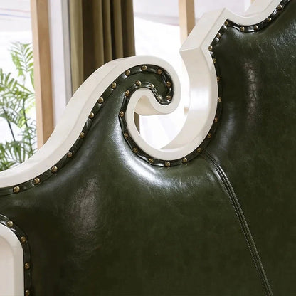 Leather Headboard King Size Bed MDF Wooden New American Style Blackish Green Home Furniture Bedroom Furniture 1 Bed Modern Good Vibrations