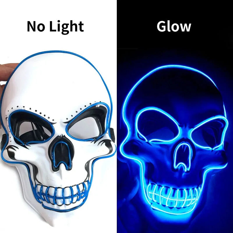 Halloween Horror Skull Mask LED Cold Light Mask LED Halloween Mask Cosplay Mask Halloween Party Decoration Luminous Skull Masks Good Vibrations