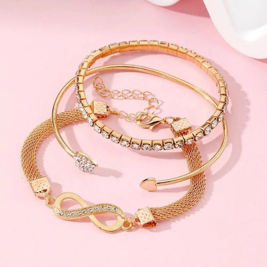 Multi layered Chain Women Bracelet Elegant Rhinestone Decor Bracelet Set for Women Symbol Heart Design for Prom Good Vibrations