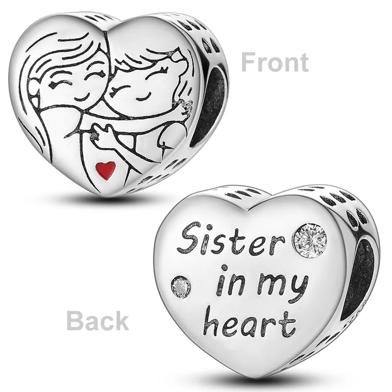 Heart Shape 925 Sterling Silver Family Lover Affection Pendant Charm Beads Fit Original Bangle Bracelet DIY Jewelry For Women Good Vibrations