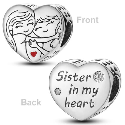 Heart Shape 925 Sterling Silver Family Lover Affection Pendant Charm Beads Fit Original Bangle Bracelet DIY Jewelry For Women Good Vibrations