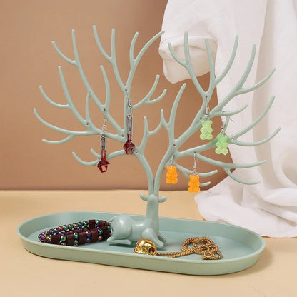 Jewelry Display Stand Tray Tree Storage Racks Earrings Necklaces Rings Jewelry Boxes Case Desktop Organizer Holder Make Up Decor Good Vibrations