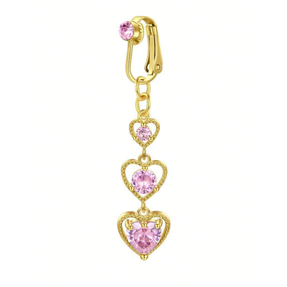 Fake Belly Ring Bell Button Rings Fake Belly Piercing Love Heart Butterfly Dangle Clip On Umbilical Navel Cartilage Earring Clip Good Vibrations Adult Super Store
