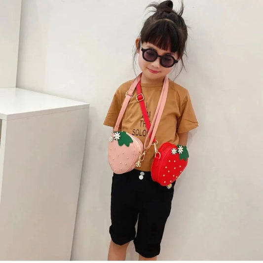 Mini Purse Cute Strawberry Purse Toddler Kids Wallet Shoulder Bag Crossbody Bags for Little Girls Good Vibrations