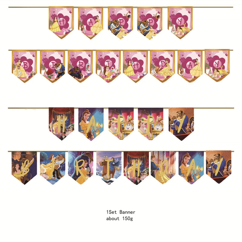 12pcs Cartoon Anime Beauty and the beast Princess Cake Topper Theme candy bar Cupcake Toppers baby shower kids birthday Party Good Vibrations