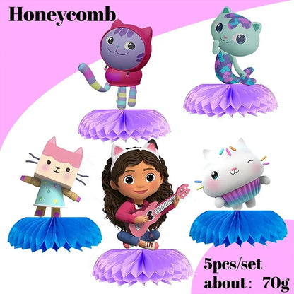 Cartoon Gabby Dollhouse Party Supplies Birthday Party Disposable Tableware Set Paper Plate Cup Napkins Baby Shower Decorations Good Vibrations