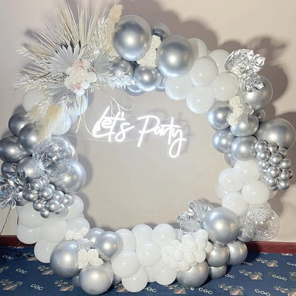 Blue White Metallic Balloons Garland Kit Gold Confetti Balloon Arch for Baby Shower Birthday Graduation Wedding Party Decoration Good Vibrations