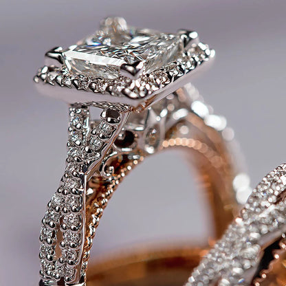 Charm Couple Rings Men Stainless Steel  Rhinestones Zircon Women Wedding Band  Set Valentine Day Jewelry Good Vibrations