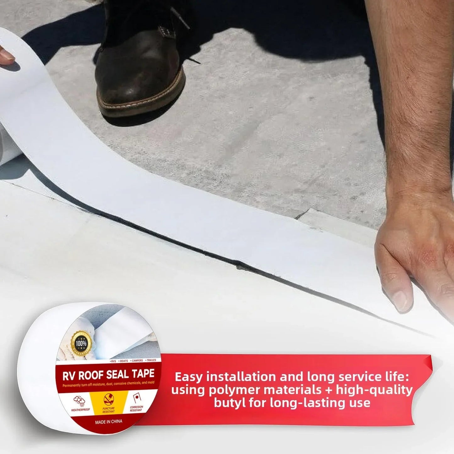 RV Roof Repair Tape White Waterproof Tape for Trailers and Photovoltaic Systems Heavy Duty Waterproof Tape Good Vibrations