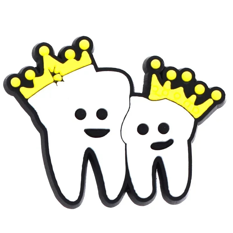 Shoe Charms for Crocs Accessories Q Edition Teeth Shoes Charm for Croc Decorations Pins Men Accessory Jeans Woman Clogs Clips Good Vibrations