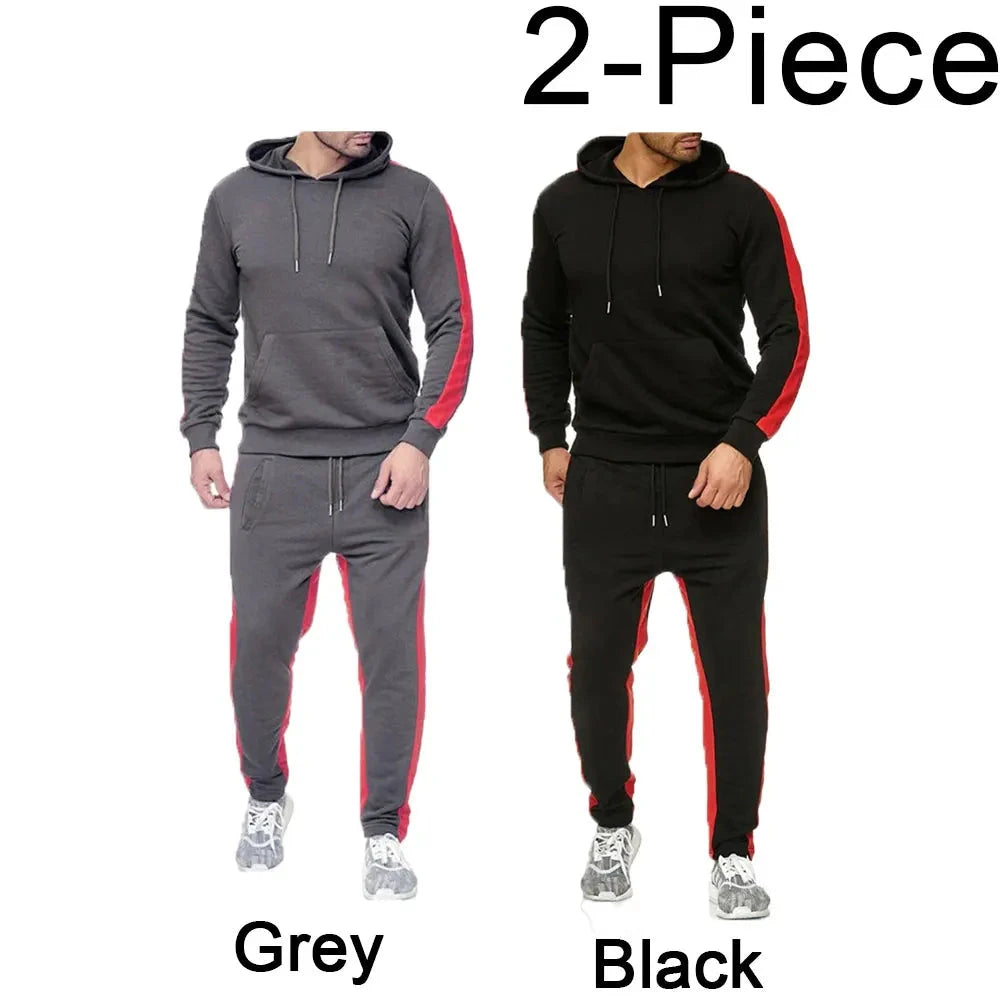 Men's 2 Piece Tracksuit Color Block Sweatsuit Stripes Casual Winter Long Sleeve Warm Moisture Wicking Breathable Sportswear Suit Good Vibrations