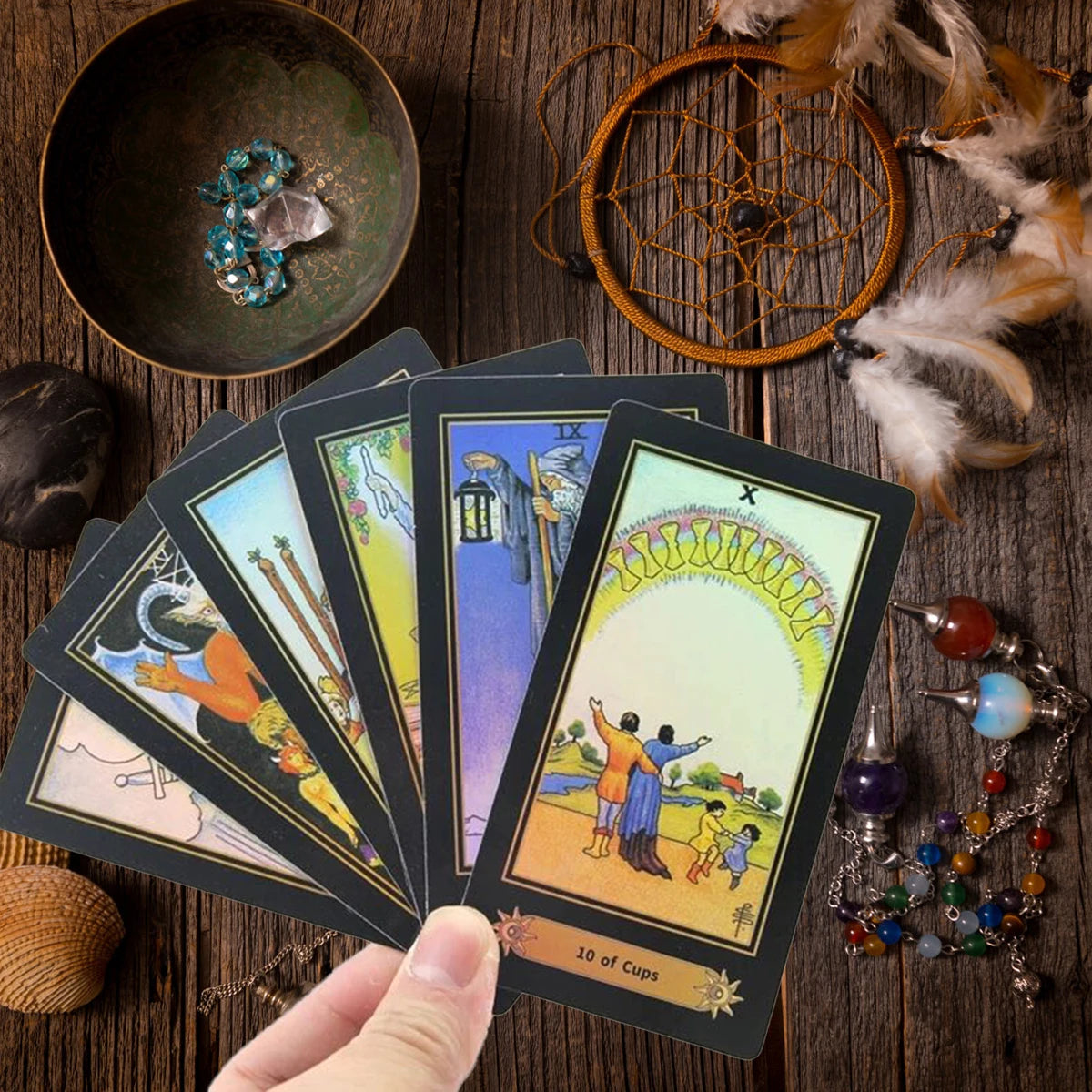 78 Holographic Tarot Cards with Guide Book Waterproof Future Telling Game for Beginners Edition Magician Tarot Deck Board Game Good Vibrations