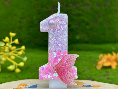 Digital Birthday Candles Party Decoration Birthday Pink Candles Sparkling Pink Beauty Fish Tail Wedding Boys Girls Gifts Number Good Vibrations