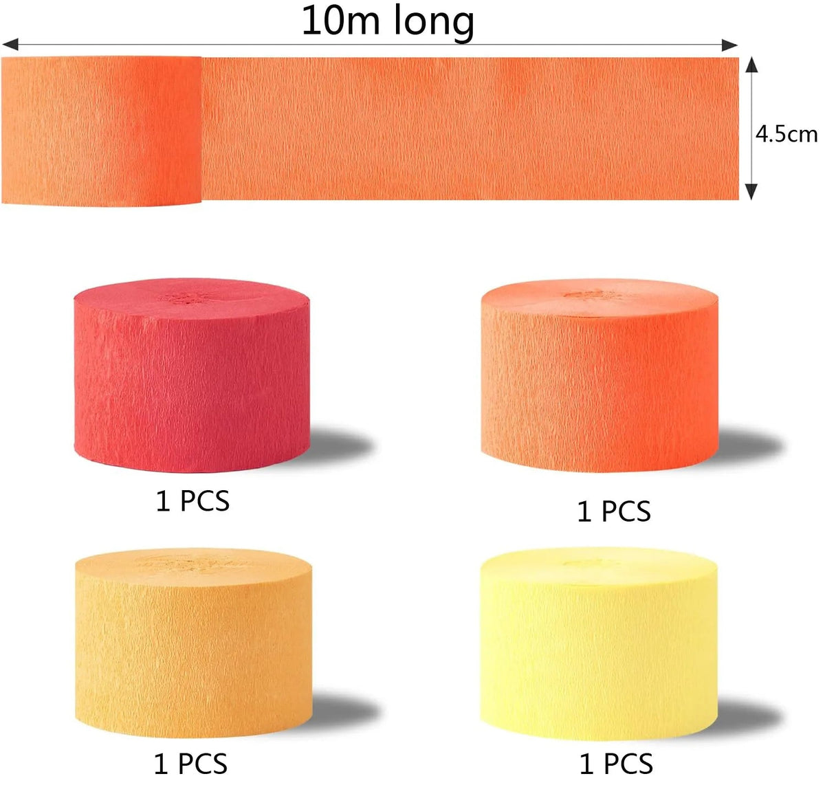 Eco Friendly Orange Streamers Party Decor 4 Rolls Orange Crepe Paper Streamer for Birthday Party Streamers for Backdrop Good Vibrations