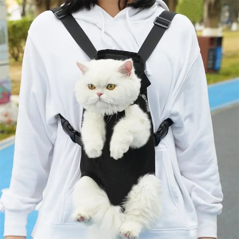 Adjustable Cat Carrier Bag Pet Double Shoulder Backpack Portable Bag Outdoor Travel Camping Hiking Cat Bag Dog Bag Good Vibrations