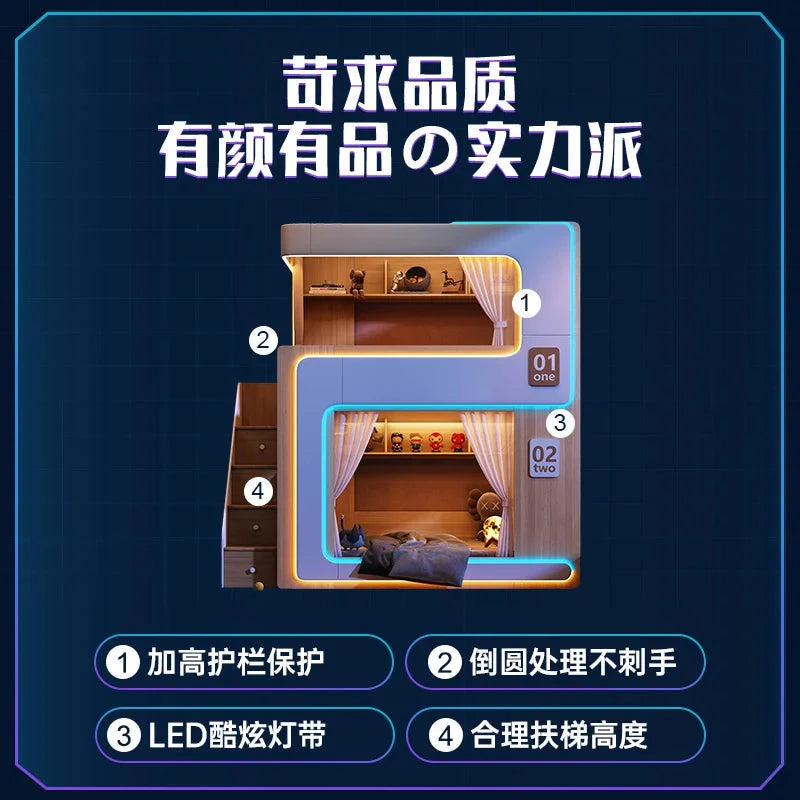 Custom Bunk Bed Gaming Hotel Capsule Custom Homestay Student Dormitory Non-Interfering and Sister High and Low Beds Good Vibrations