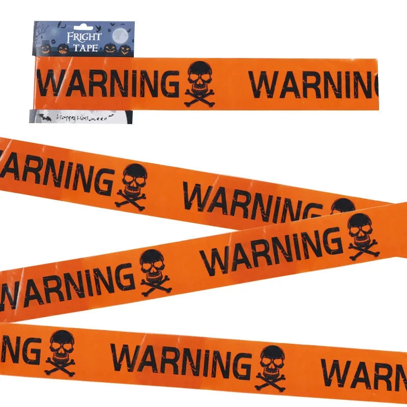 NEW 1PC Halloween Props Window Prop Warning line Plastic Skull Head Warning Tape Signs Halloween Decoration Witch Balloons lot Good Vibrations