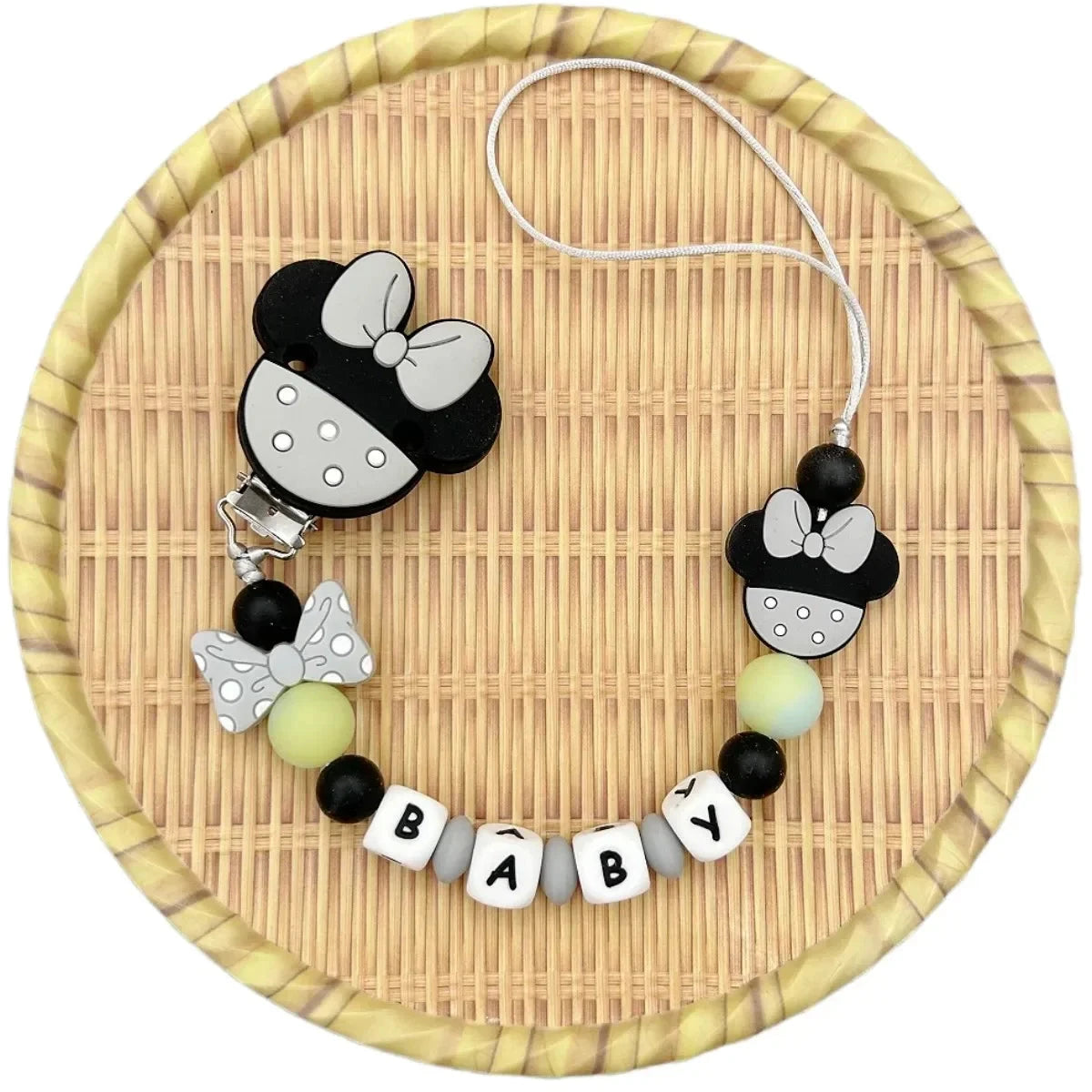 Customized Letters Name Baby Cartoon Silicone Luminous Beads Pendant Pacifier Clips Chains Holder Teether Baby Kawaii Toy Gifts Good Vibrations