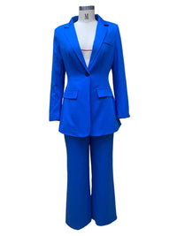 Women Single Button Suit Stylish Women's Formal Business Suit Lapel Coat Wide Leg Pants Set For Office Lady Elegant Solid Color Good Vibrations