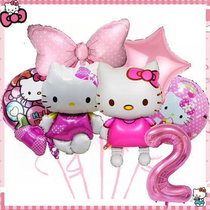 Hello Kitty Birthday Party Decoration Disposable Tableware Cup Plate Tablecloth Balloons Baby Shower Girls Party favors Supplies Good Vibrations