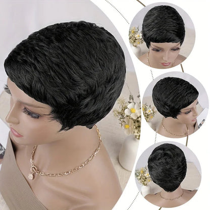 Synthetic Short Pixie Cut Wigs For Women Pixie Cut Short Wavy Layered Wigs Black Wavy Wigs Short Wigs Pixie Cut Wigs For Women Good Vibrations