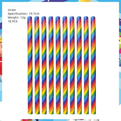 True Rainbow Kingdom Party Supplies Disposable Tableware Plates Balloon Cake Topper Kids For Boy Girl Favor Birthday Party Decor Good Vibrations