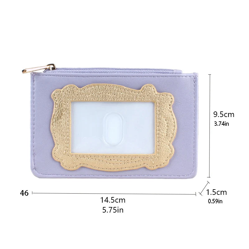 Slim & Stylish Women's Light Purple PU Coin Purse with Golden-Tone Accent - Ultra-Thin Wallet Good Vibrations