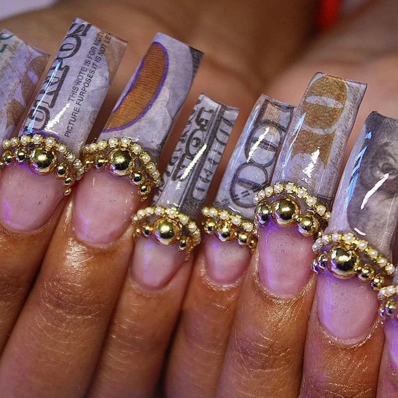 3D Money Dollar Sign Design Nail Art Sticker Decals Self Adhesive Manicure Tips Wraps Decoration Sliders for Nails Good Vibrations