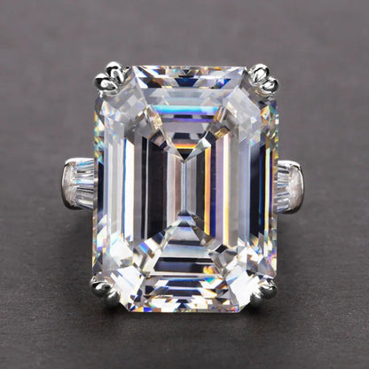 New Simple Shiny Big Rectangle Zircon Women Rings White/Pink Stones Available Bridal Wedding  Top Quality Noble Lady Good Vibrations