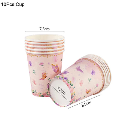 Butterfly Disposable Tableware Set Paper Plate Cup Napkins Pink Butterfly Birthday Party Decoration Baby Shower Wedding Supplies Good Vibrations