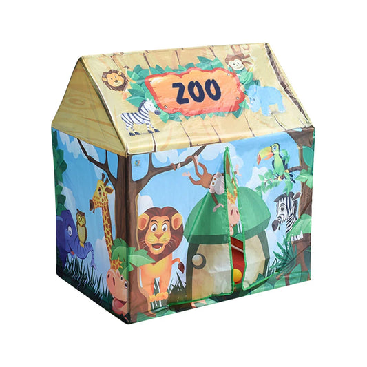 Portable Foldable Children Tent Toy Indoor Playhouse With Windows Roll Up Door Kids House Safe Cotton Canvas Good Vibrations