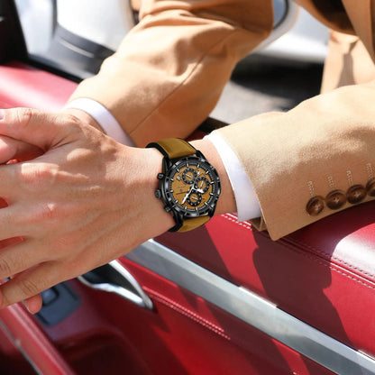 POEDAGAR Luxury Top Men Wristwatch Quartz Original Leather Men's Watches Date Chronograph Waterproof Luminous Man Watch Male+Box Good Vibrations