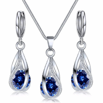 Chic Melody Pendant Necklace & Earrings Set - Glittering Zircon Crystal Jewelry for Women Good Vibrations