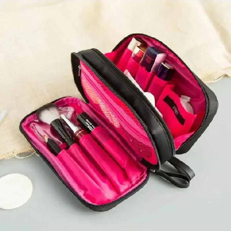 Black Mini Make Up Bag for Female Designer Travel Nylon Storage Bag for Girl Fashion Daily Doule Zipper Small Cosmetic Bags Good Vibrations