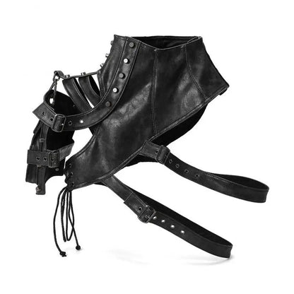 Punk PU Leather Shoulder Bag Steampunk Armor Decor Gothic Motorcycle Purse Medieval Crossbody Bag Halloween Cos Accessory Good Vibrations