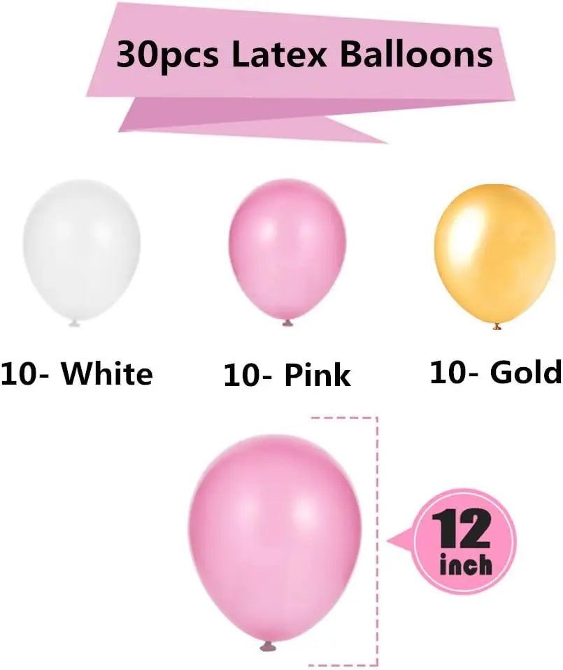 Happy Birthday Banners,Foil Curtain,Pom Poms Flowers,Hanging Swirls,Tissue Paper Balloon For Girls Birthday And Baby Birthday Good Vibrations