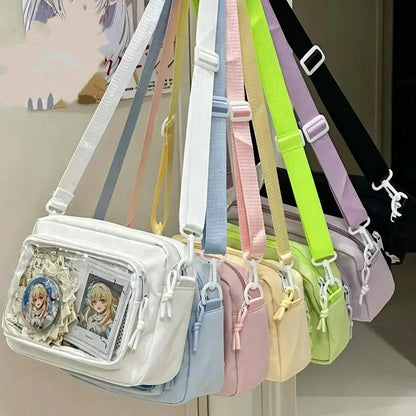 New Y2K Mini Anime Ita Bag Portable Outdoor Small Crossbody Bag Cute Girl Transparent Shoulder Bag Otaku DIY Comic Display Purse Good Vibrations