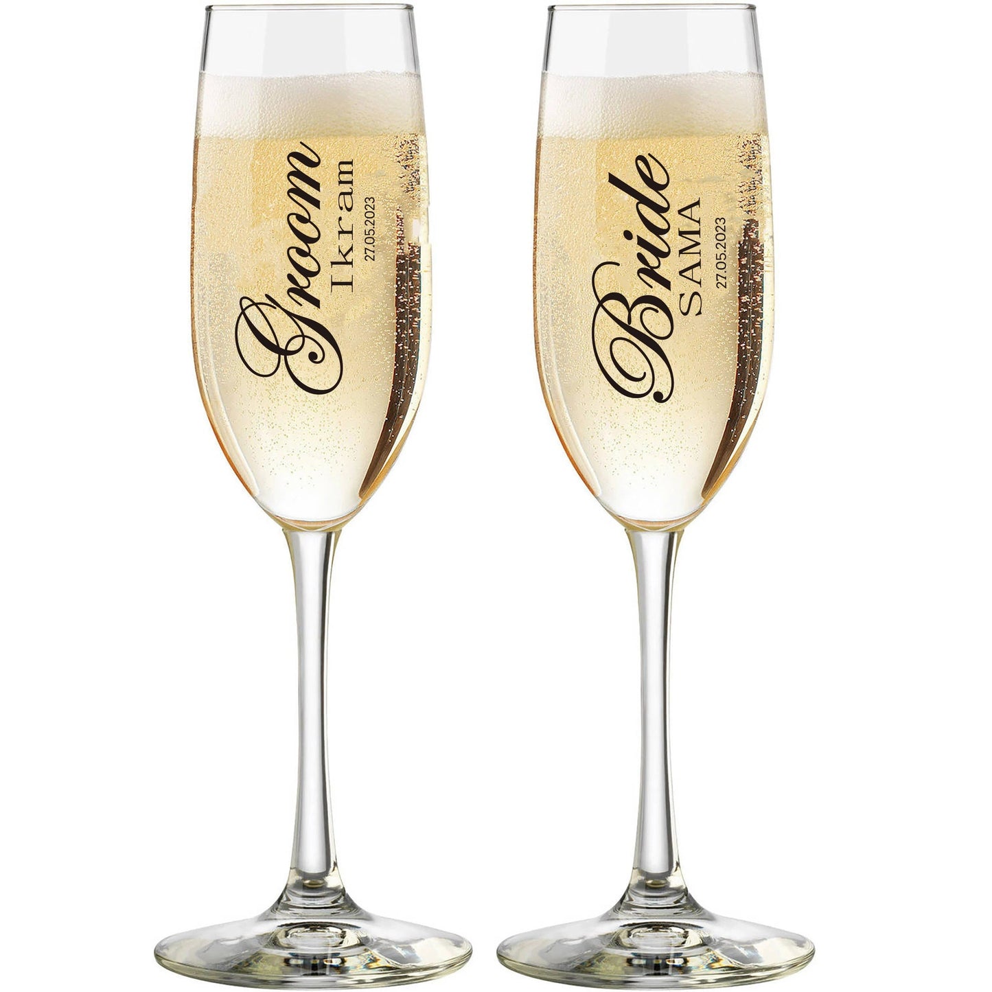 Set of 2 Personalized Mr. And Mrs. Wedding Toasting Flutes Wedding Glasses Custom Bride and Groom Toasting Glasses Good Vibrations
