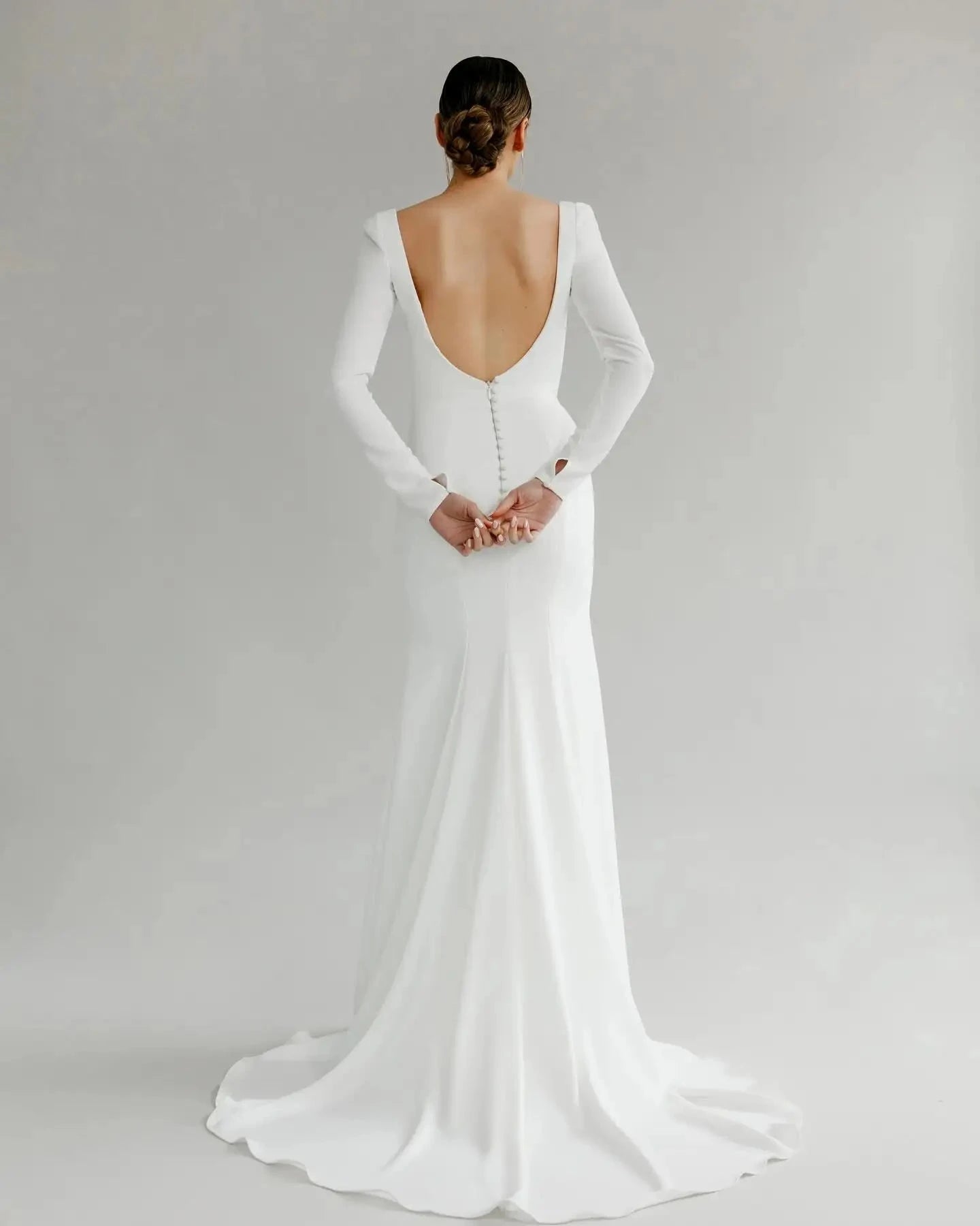 Elegant Mermaid Brides Wedding Dresses For Women Crepe Backless Bride Dress Customized Party Bridal Gown vestidos de novia Good Vibrations