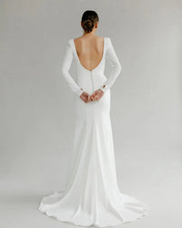 Elegant Mermaid Brides Wedding Dresses For Women Crepe Backless Bride Dress Customized Party Bridal Gown vestidos de novia Good Vibrations