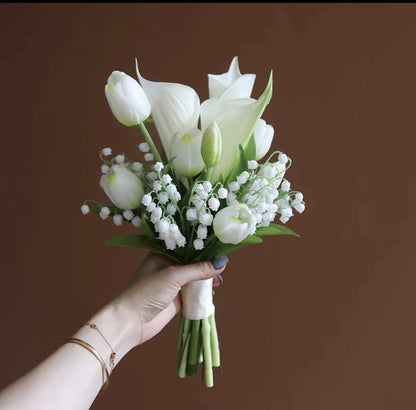 New White Wedding Bouquet Handmade Artificial Flower Calla Buque Casamento Bridal Bouquet for Wedding Decorations - Good Vibrations