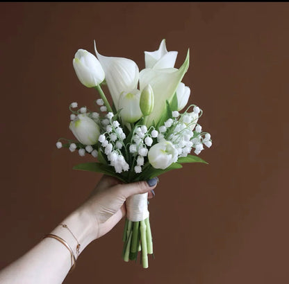 New White Wedding Bouquet Handmade Artificial Flower Calla Buque Casamento Bridal Bouquet for Wedding Decorations Good Vibrations