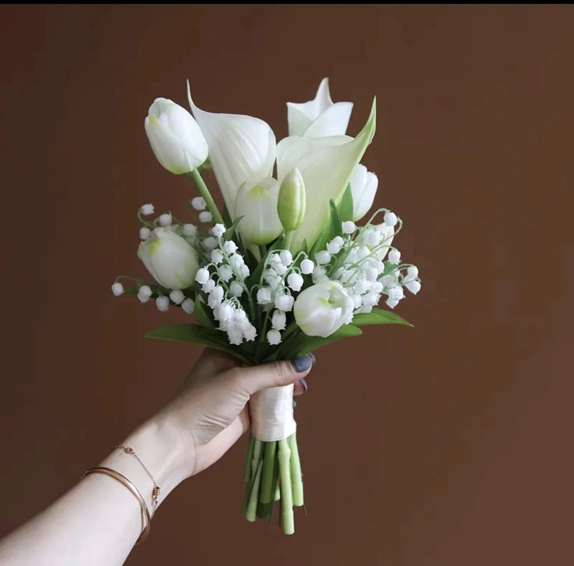 AYiCuthia 2024 Real Touch White Calla Lily Waterfall white Wedding Flowers Bridal Bouquets Artificial Wedding Bouquets Good Vibrations