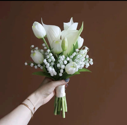 AYiCuthia 2024 Real Touch White Calla Lily Waterfall white Wedding Flowers Bridal Bouquets Artificial Wedding Bouquets Good Vibrations