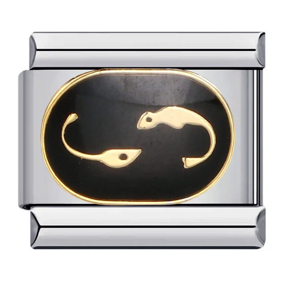 Goth Vintage Black Glaze Skull Raven Ghost Halloween Day's Charm Links Fit 9mm Bracelet Stainless Steel Making DIY Jewelry Good Vibrations